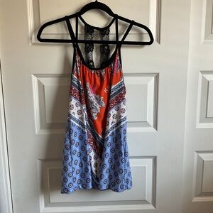 Soma Enbliss Lace Back Detail Cami - Floral/Bandana Print - Size Medium